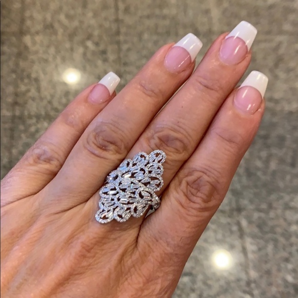 Sterling Silver large Flower Ring 6 7 8 9